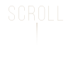 White screen with faint embossed text reading “SCROLL” near the top left and a subtle downward line.