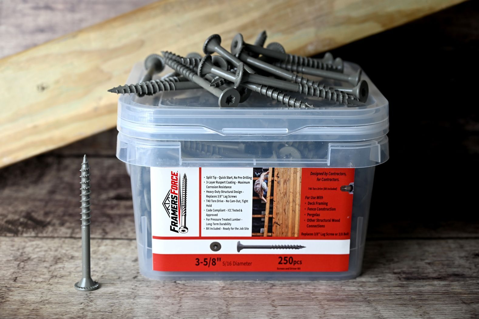 Framer's Force™ Structural Wood Screws — 3-5/8