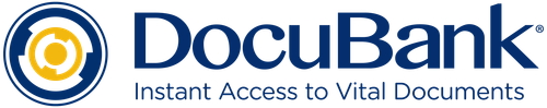 DocuBank logo with a blue and gold circular design and text 