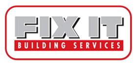 A fix it building services logo on a white background