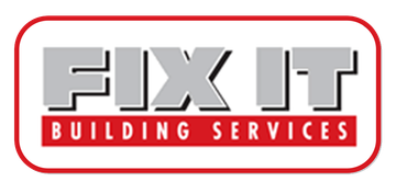 A fix it building services logo on a white background