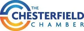 The Chesterfield Chamber logo in blue and orange with a circular arc design