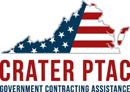 CRATER PTAC logo with U.S. map filled with stars and stripes and “Government Contracting Assistance” text