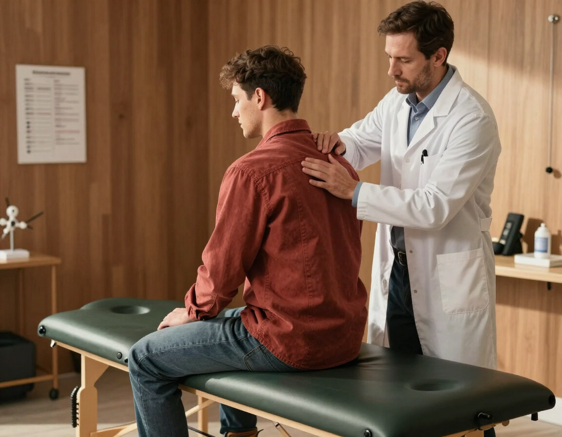 Worker being evaluated by chiropractor for work injury