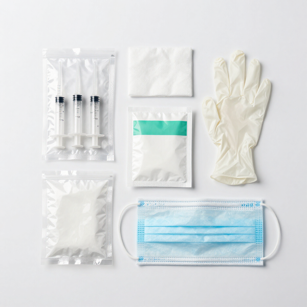Planta elaboradora de insumos médicos descartables en un entorno higiénico e institucional.