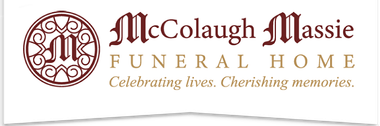 McColaugh Massie Funeral Home logo with maroon emblem and text, “Celebrating lives. Cherishing memories.”