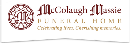 McColaugh Massie Funeral Home logo with maroon emblem and text, “Celebrating lives. Cherishing memories.”