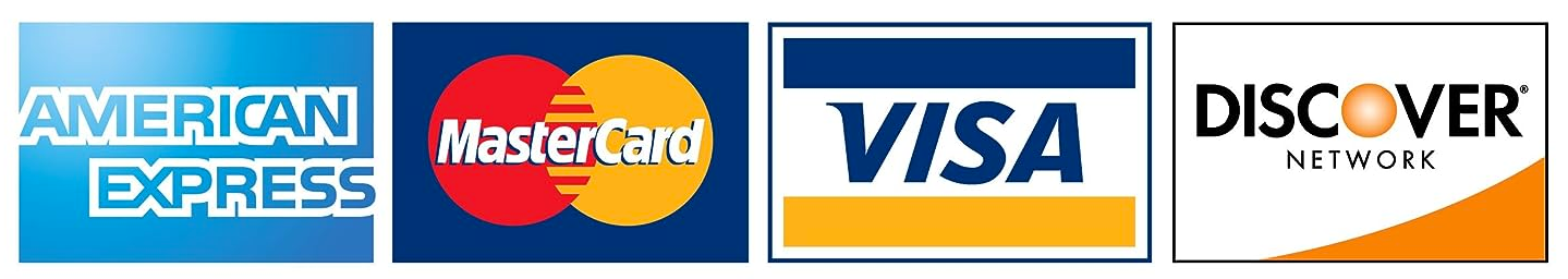 A sign that says we accept american express mastercard visa and discover