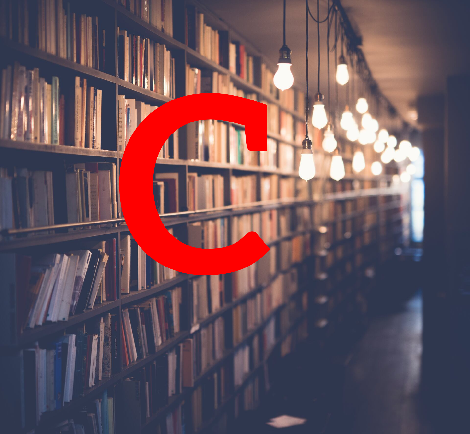 Bibliothek mit rotem Buchstabe C
