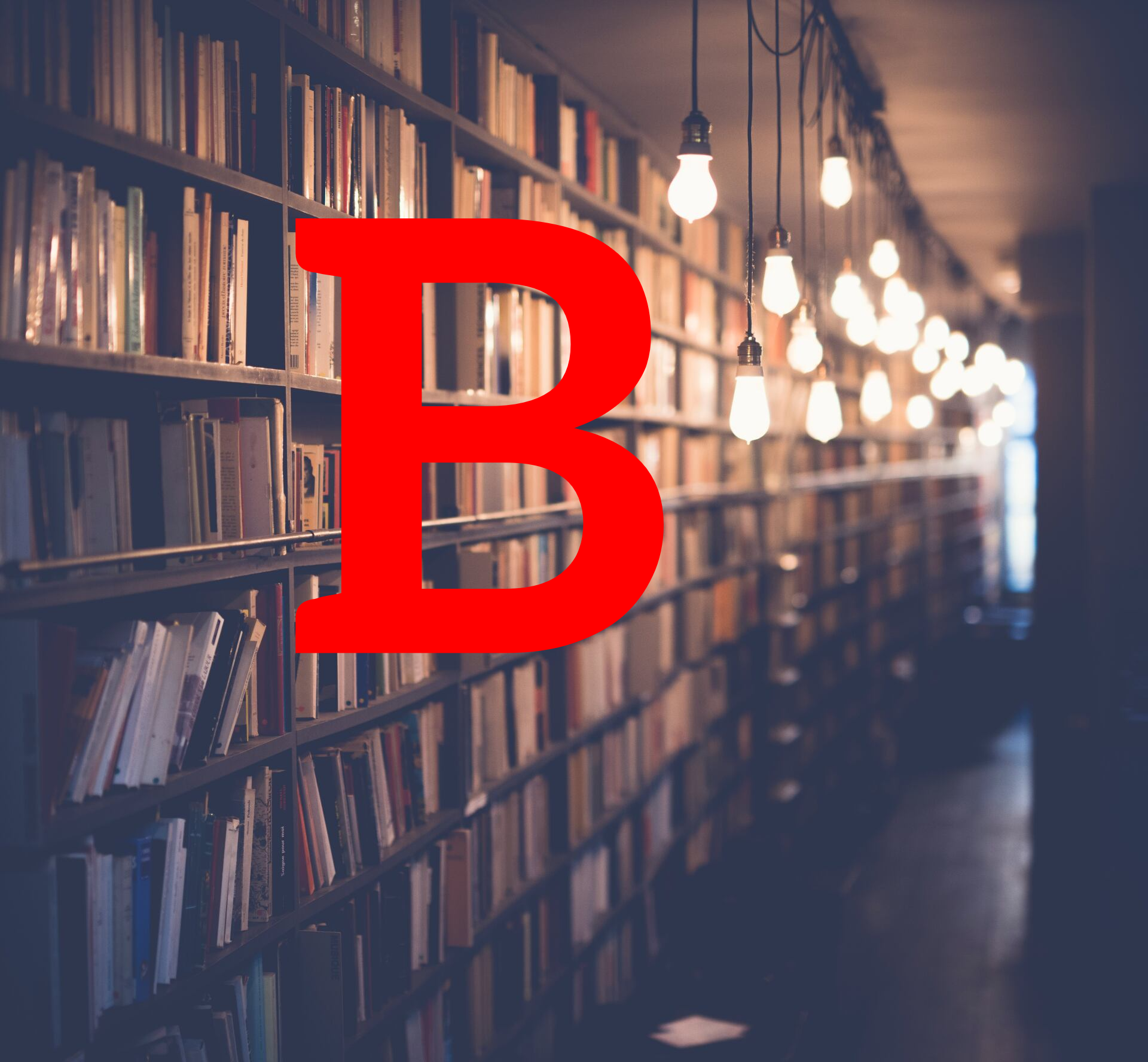 Bibliothek mit rotem Buchstabe B