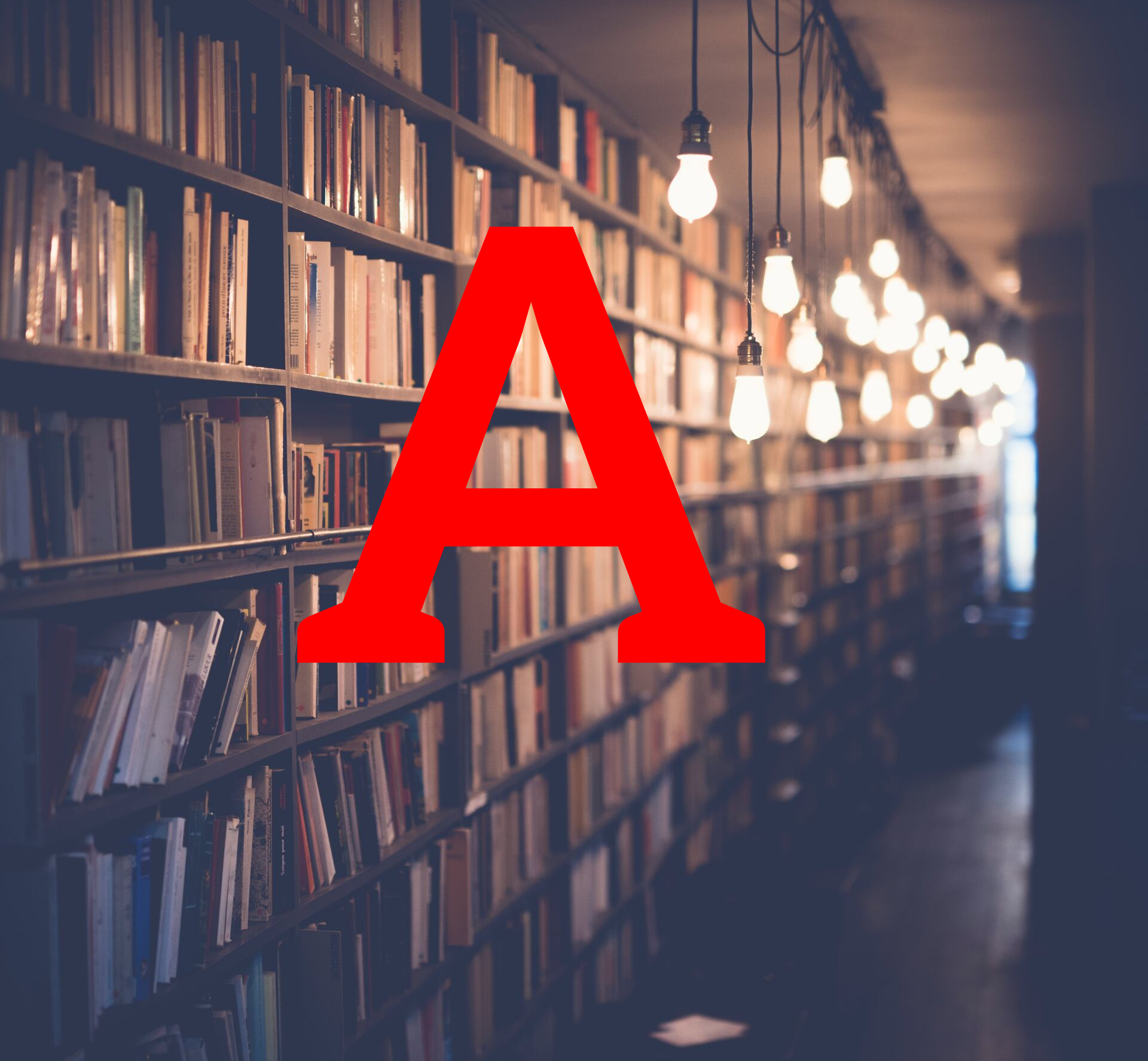 Bibliothek mit rotem Buchstabe A