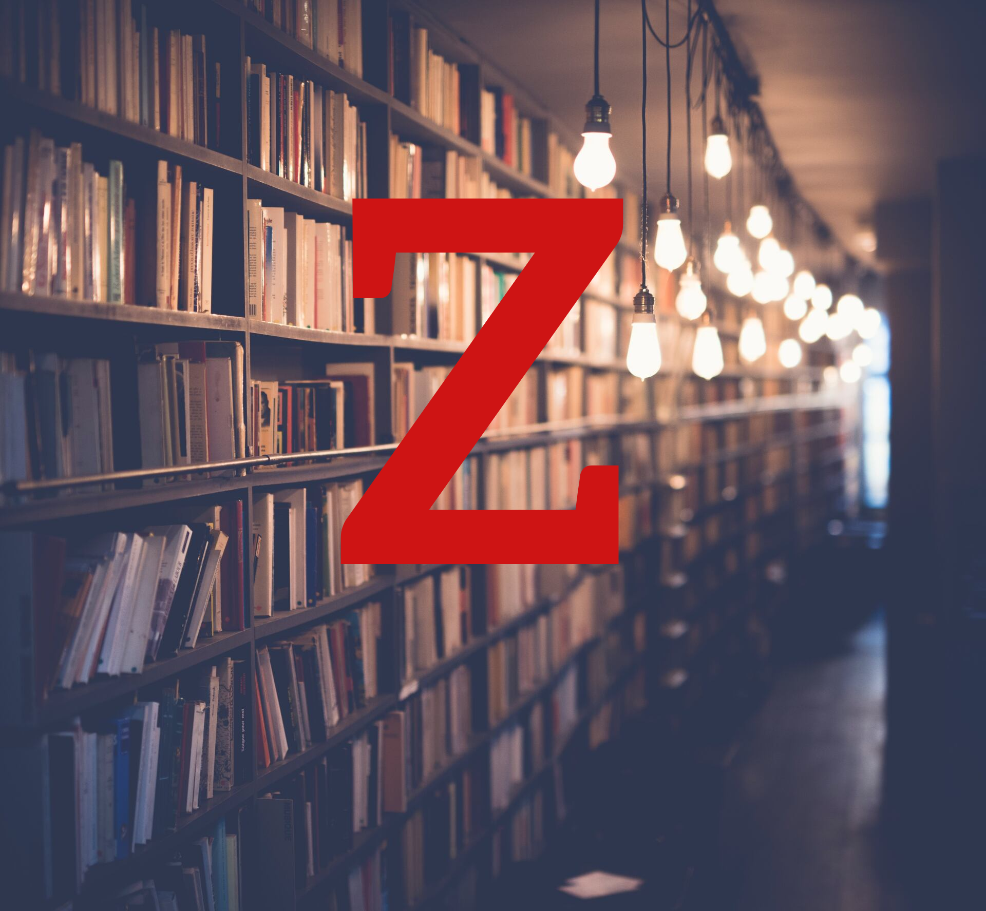 Bibliothek mit rotem Buchstabe Z