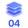 Stack of three blue, glowing layers with the number 