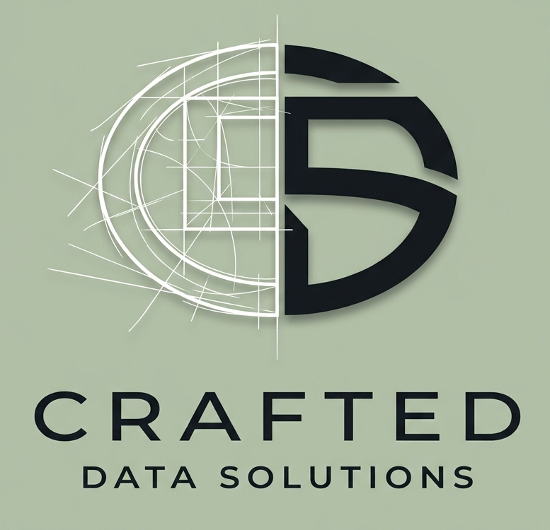 Crafted Data Solutions logo with a stylized black and white circular “C/D” icon on a pale green background