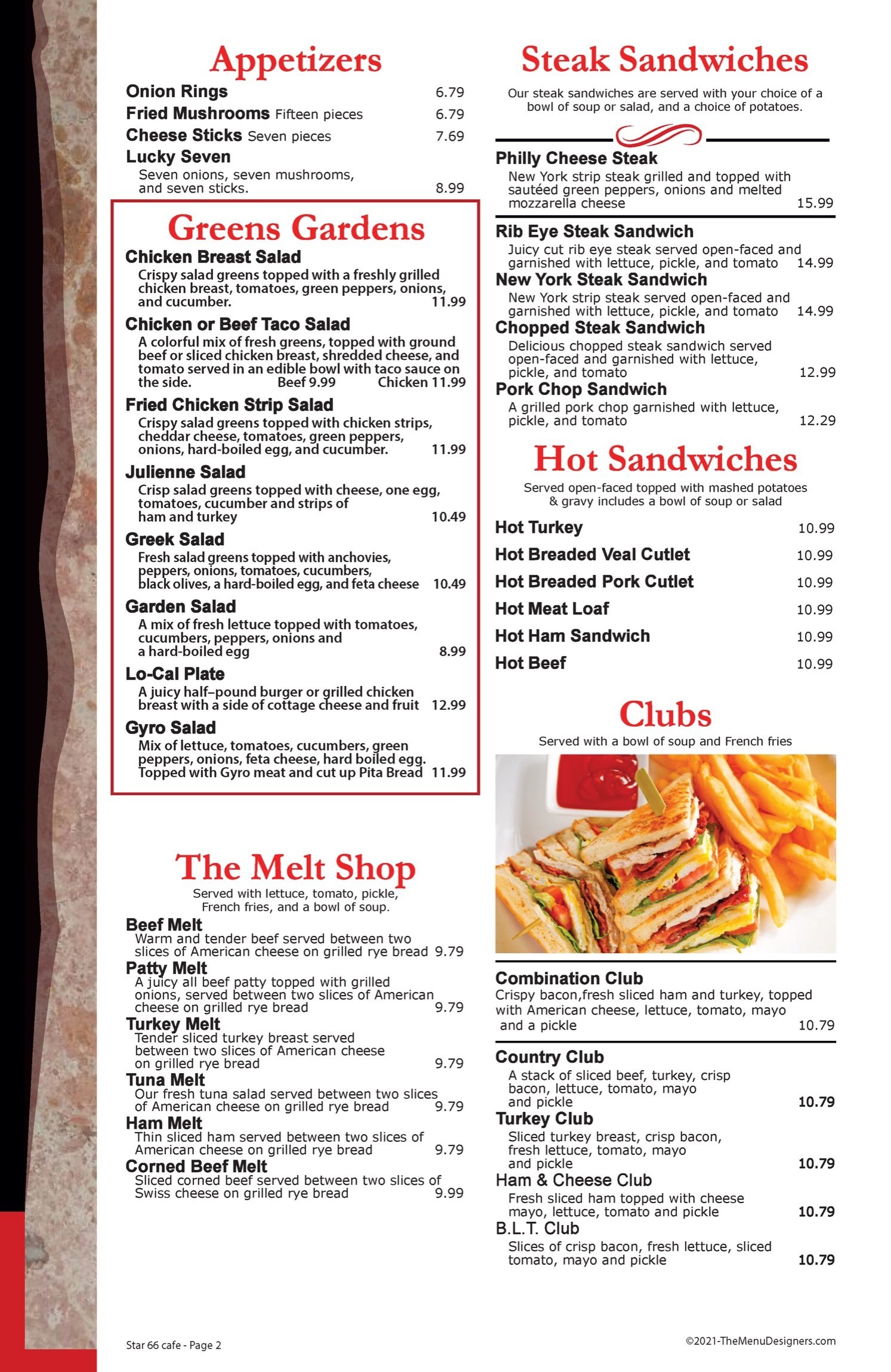 Star 66 Cafe Menu With Prices