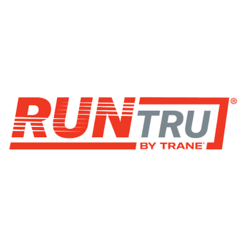A run tru by trane logo on a white background