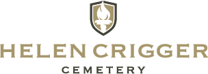 Greensville Memorial Cemetery logo with gold shield and green lettering on a white background