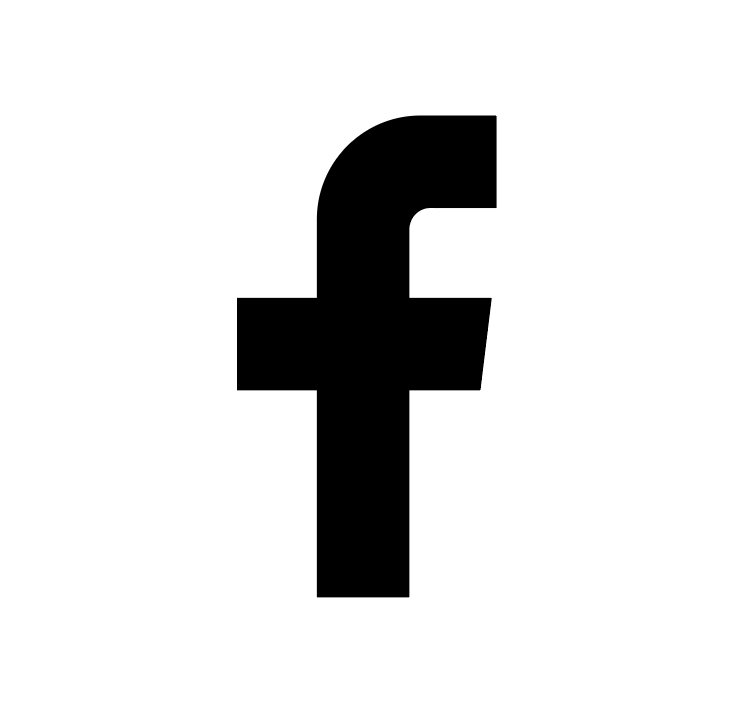 Black lowercase Facebook “f” logo on a white background