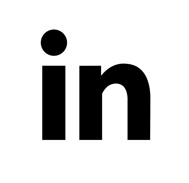 Black LinkedIn “in” logo on a white background