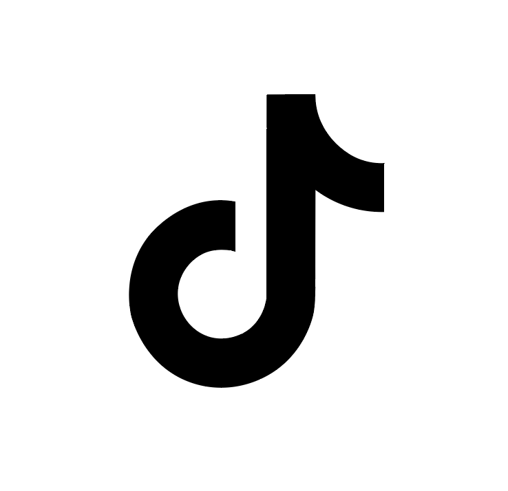 Black TikTok logo on a white background