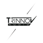 A black and white logo for trinnov audio on a white background.