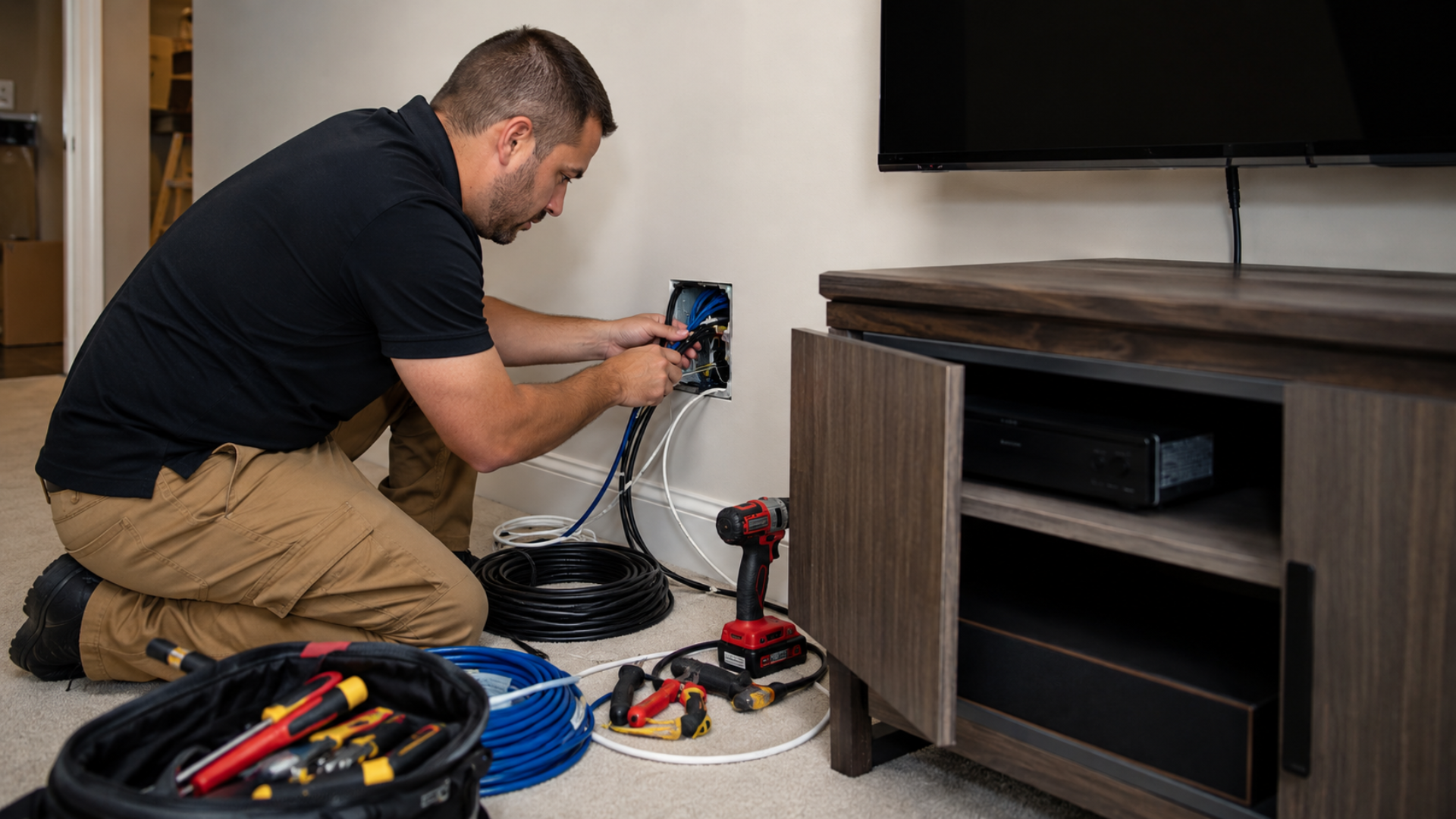audio and video installation process with home theater wiring