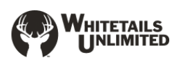 The whitetails unlimited logo has a deer head in a circle.