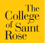 The logo for the college of saint rose is yellow and black.