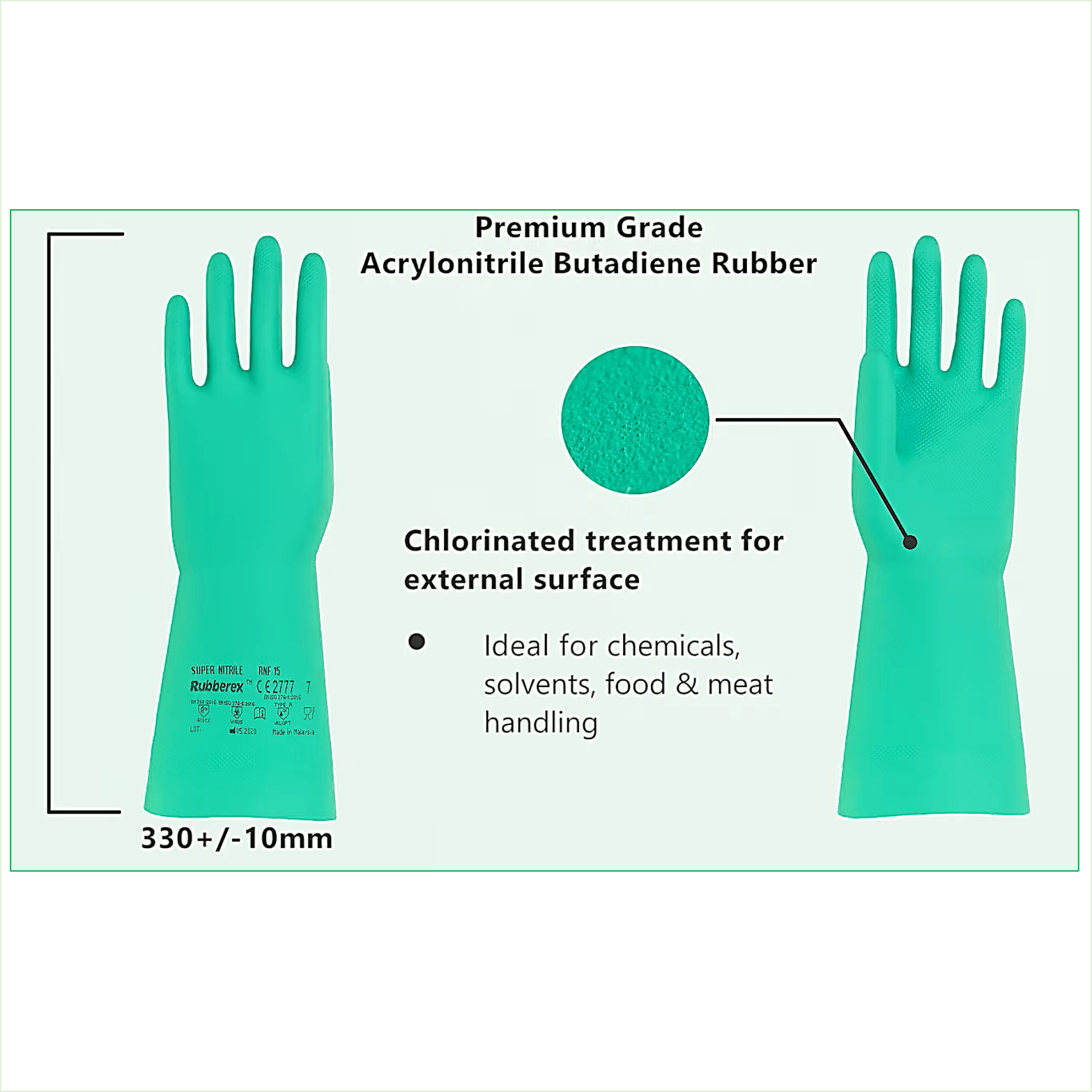 Pro Choice Green Nitrile Gloves Length 33cm X12 RNF15