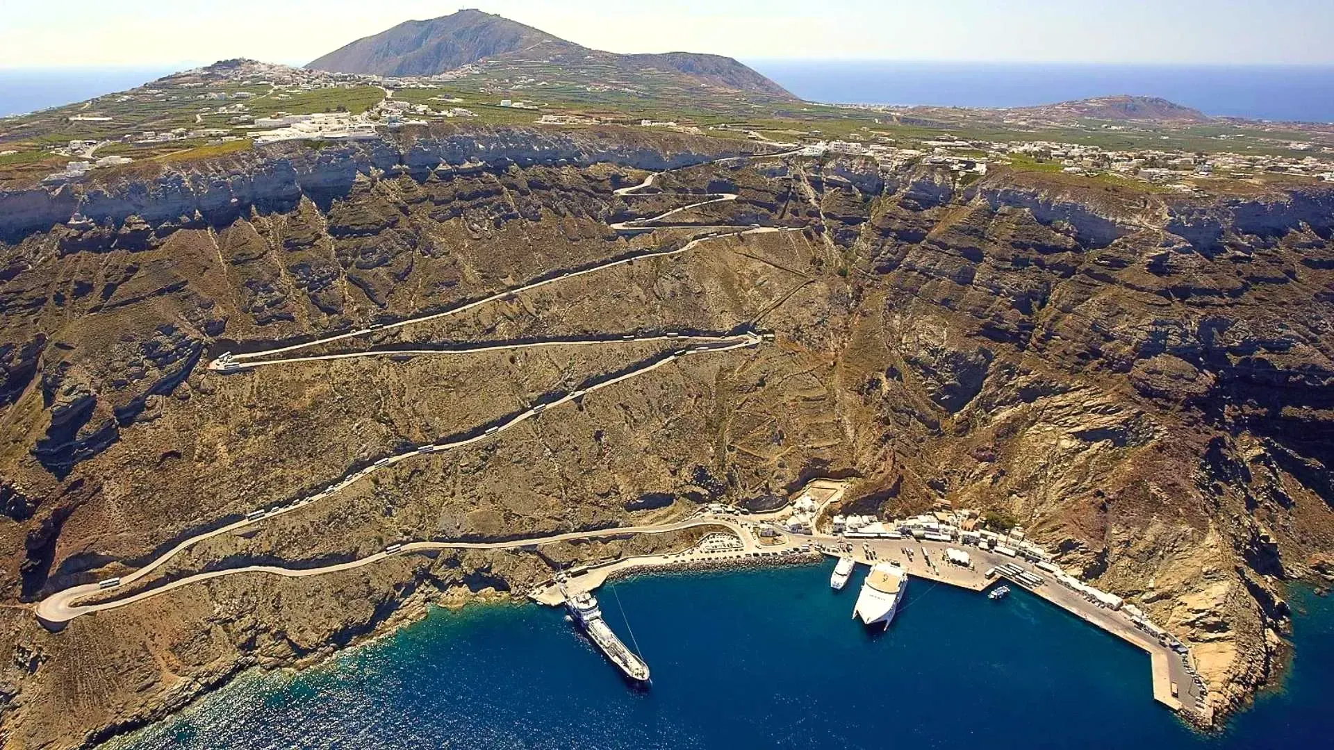 Athinios Port aerial view