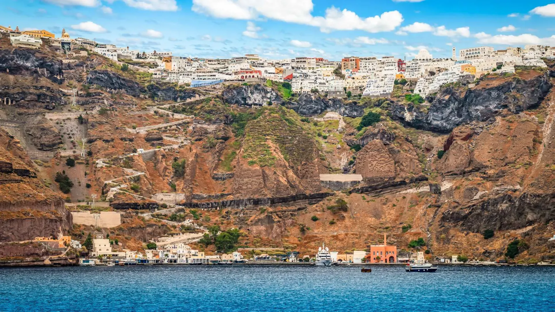 Fira Old Port view from the sea