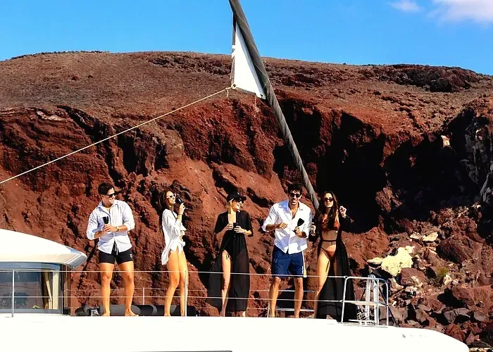 Santorini private luxury combo catamaran cruise and island highlights