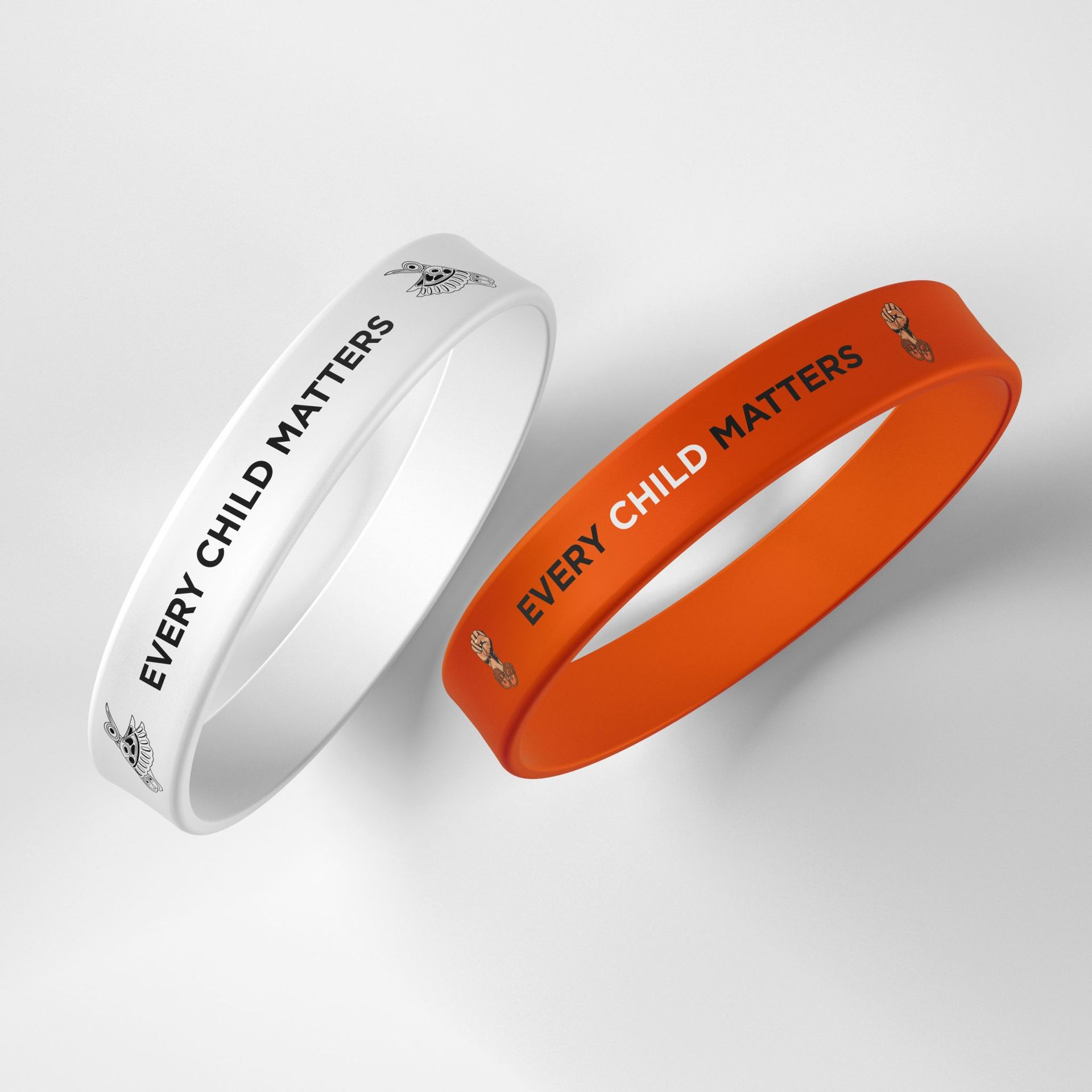 Promotional Every Child Matters white and orange silicone bracelets