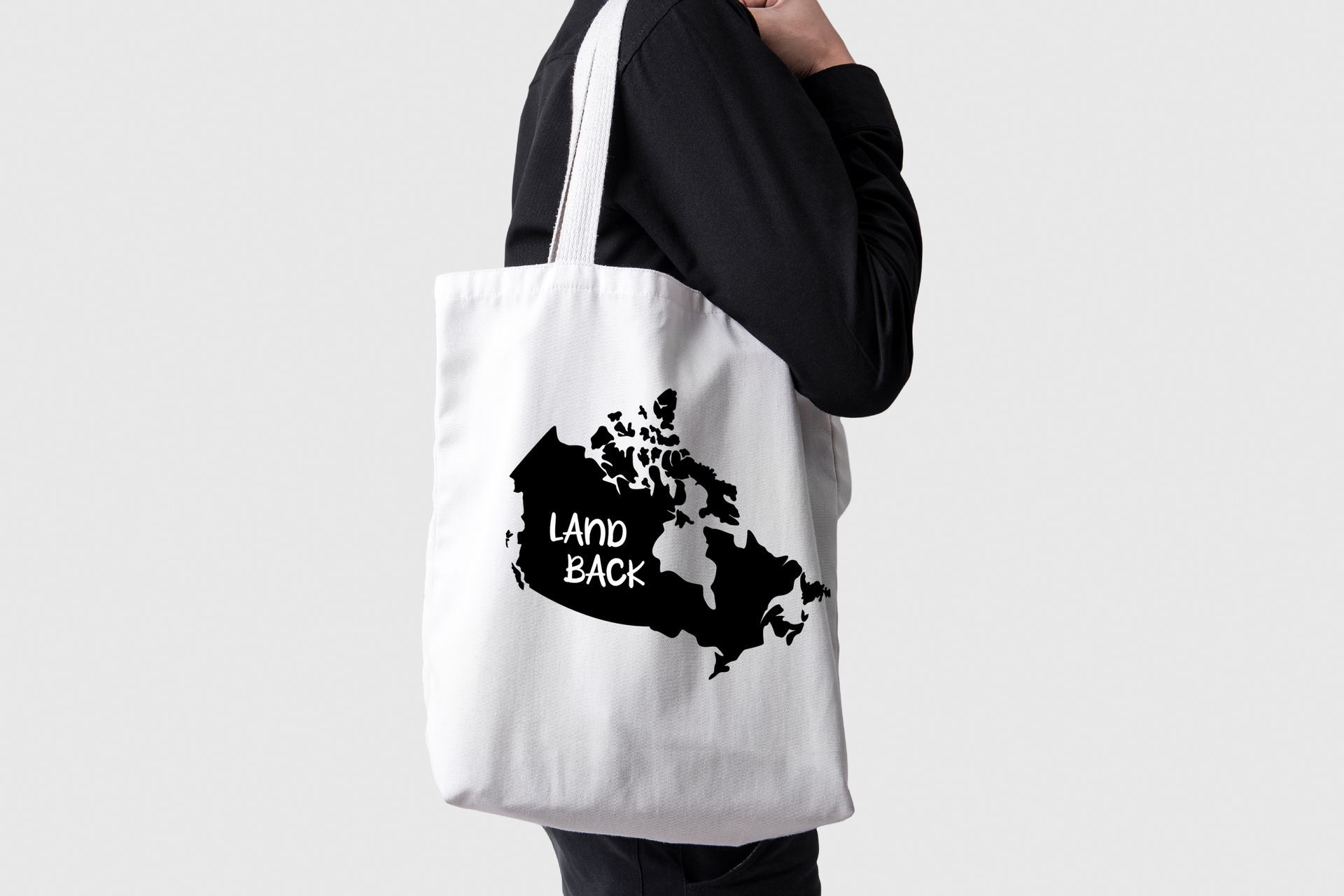 Land Back Movement black and white promotional bag