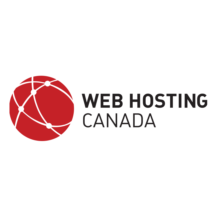 Un logotipo para alojamiento web de Canadá con un globo rojo sobre un fondo blanco.