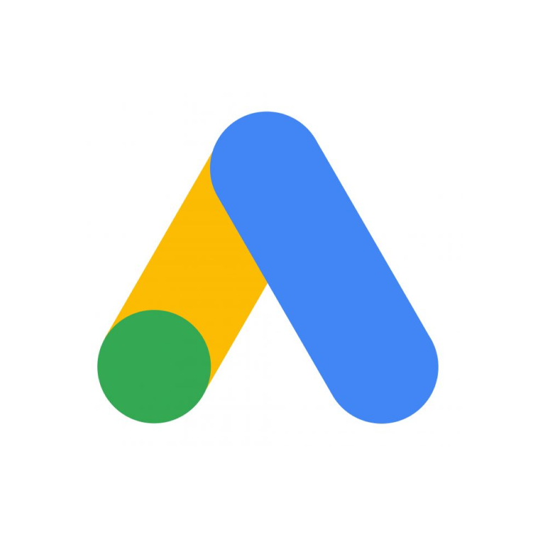 Un logotipo de Google Adwords con un círculo verde en el medio.