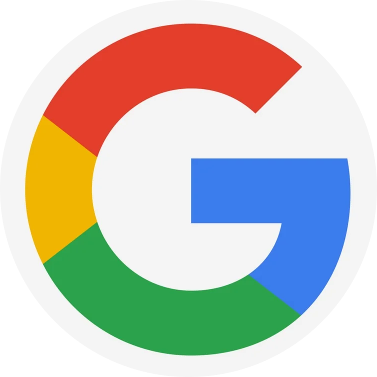 Un logotipo de Google con un círculo rojo, amarillo, verde y azul a su alrededor.