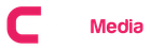 Un logotipo rosa y blanco para c media
