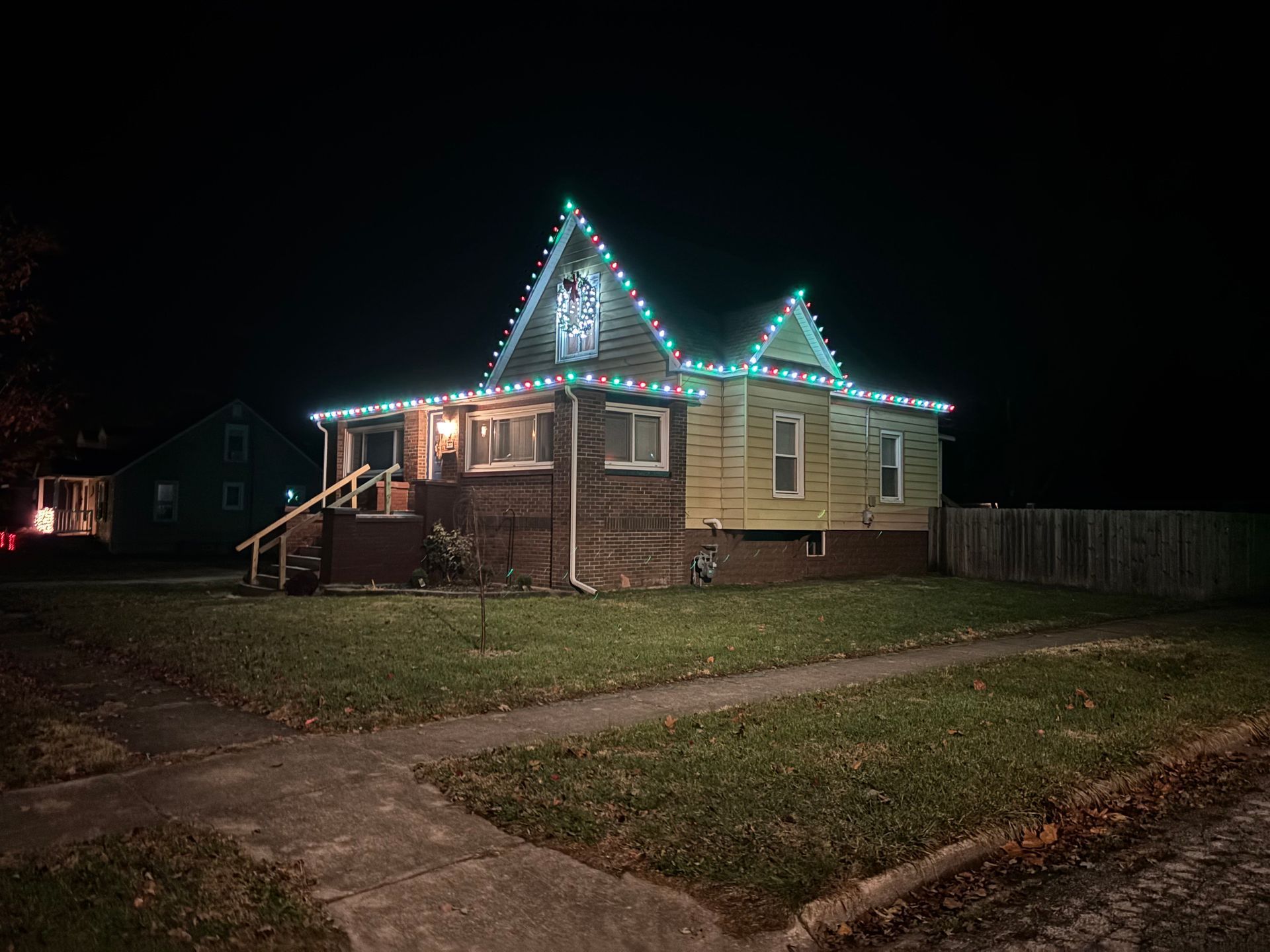 home in Kankakee with LED Christmas lights