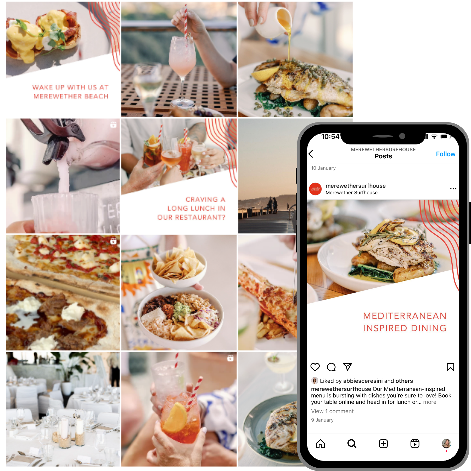 An example of our social media management, photography and graphic design services for Merewether Surfhouse.