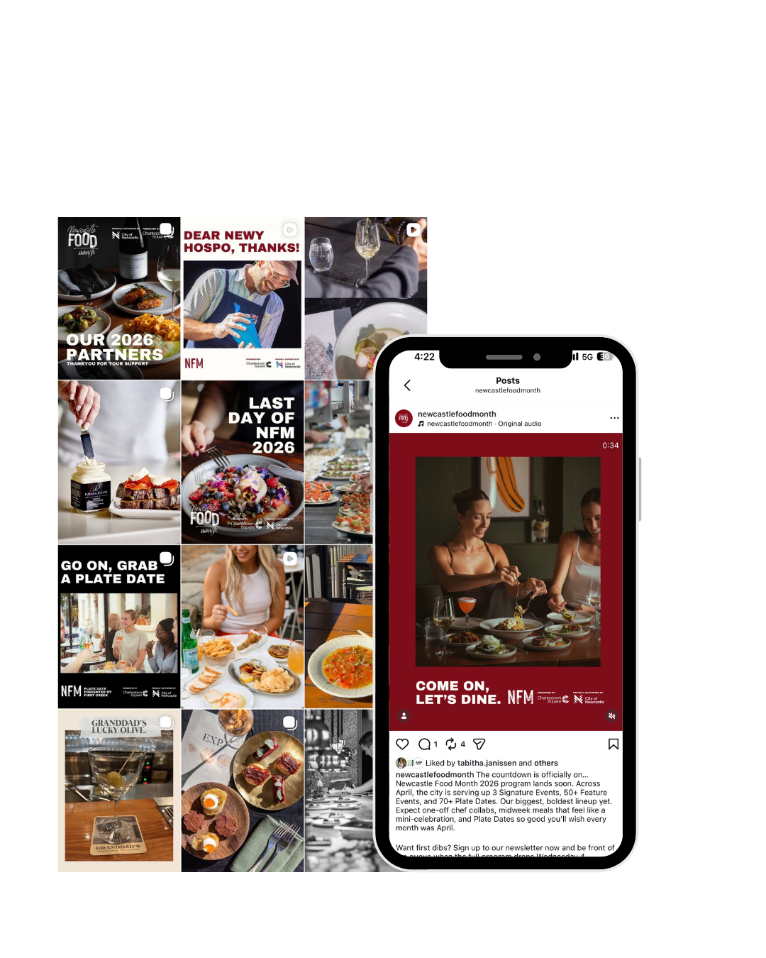An example of Soqual's social media management services for Newcastle Food Month's Instagram page.
