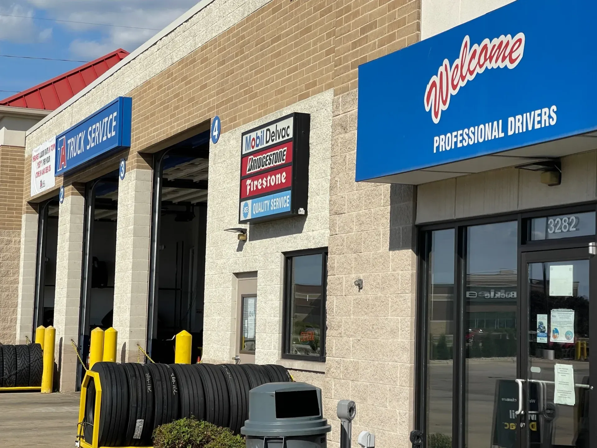Front entrance for professional drivers to the Truck Service building at the TA Janesville in Rock County, WI