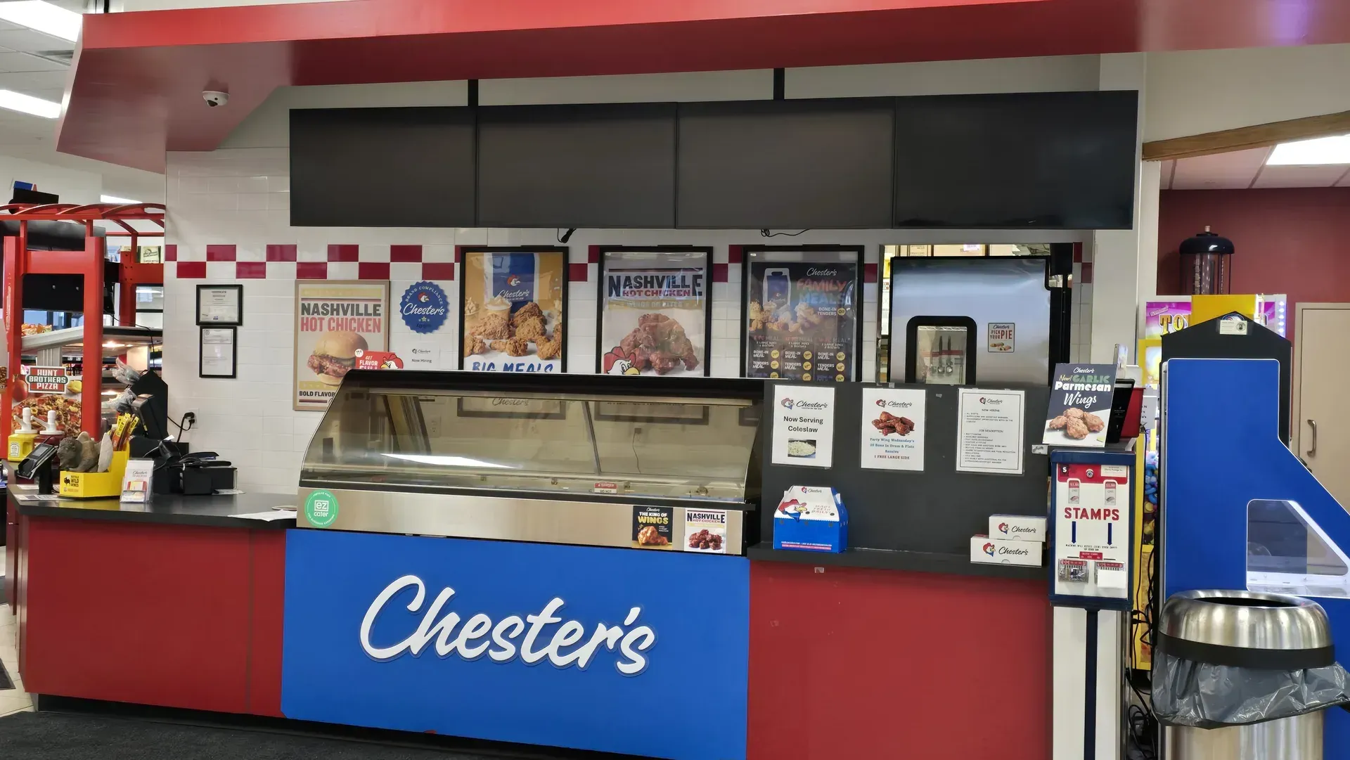 Chester’s restaurant counter with menu boards located in Janesville at the TA Janesville Mobil Travel Center