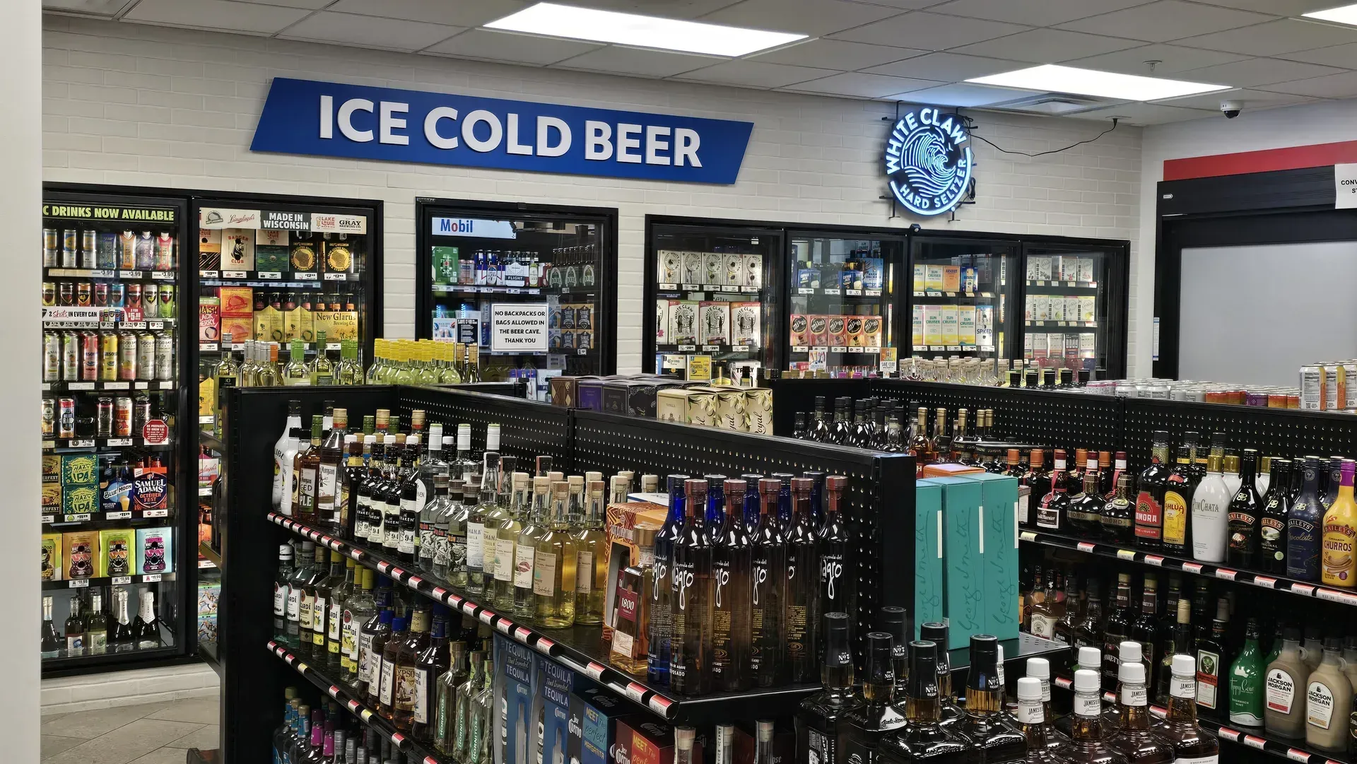 Cold beer coolers at TA Janesville Liquor Store in Janesville, WI