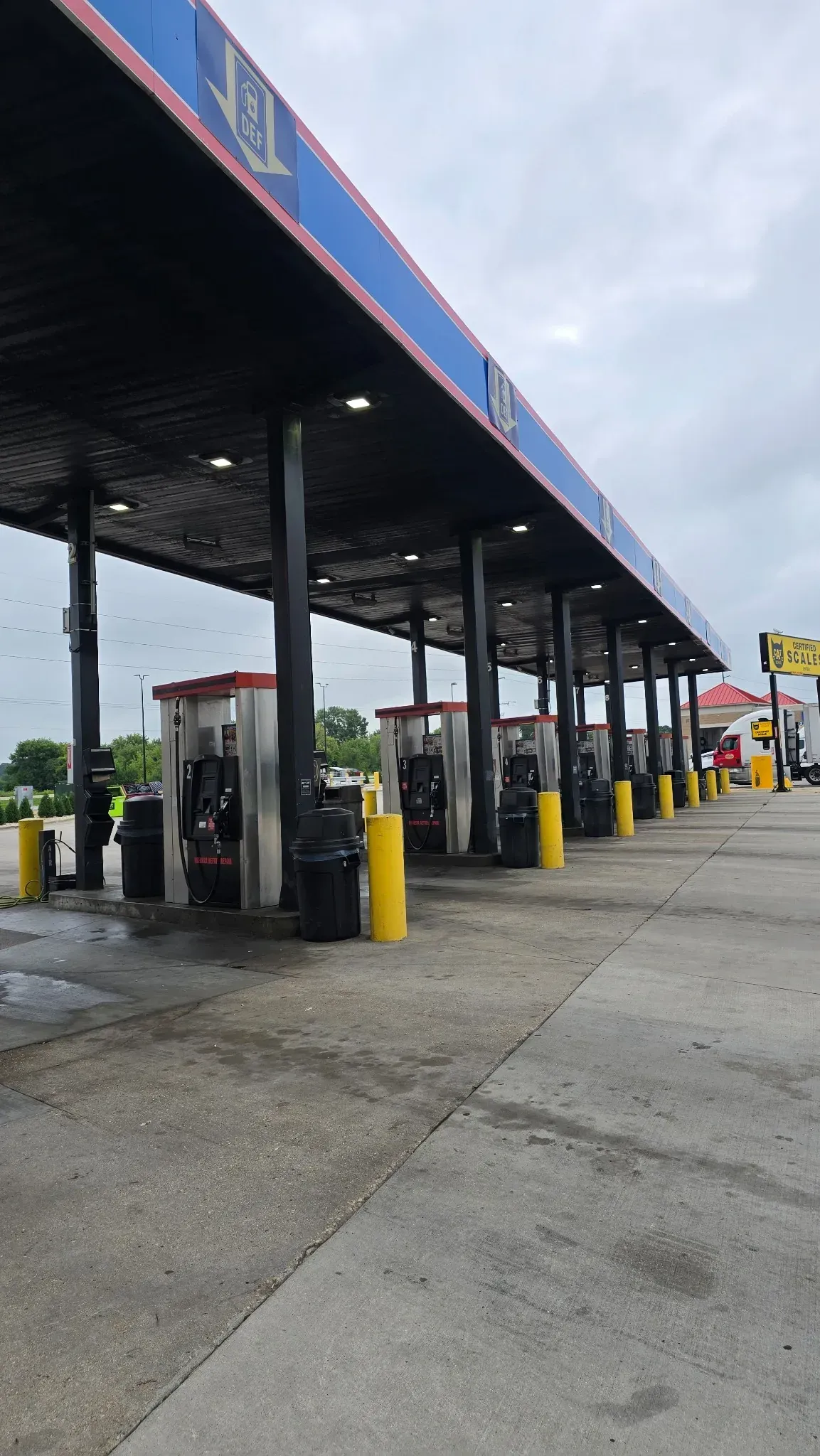 Commercial diesel fueling and DEF lanes for professional drivers at TA Janesville.