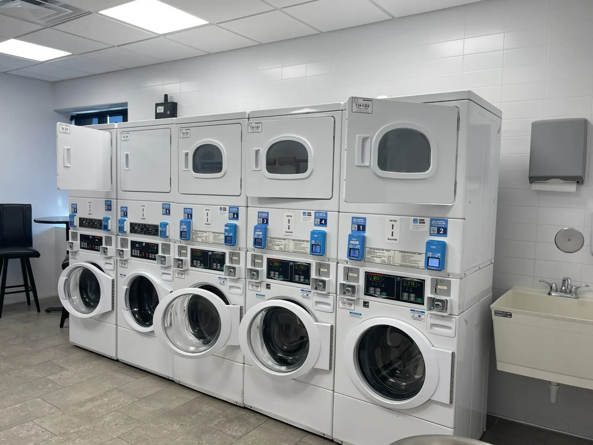 On-site laundry facilities for professional truck drivers at TA Janesville in Janesville, Wisconsin