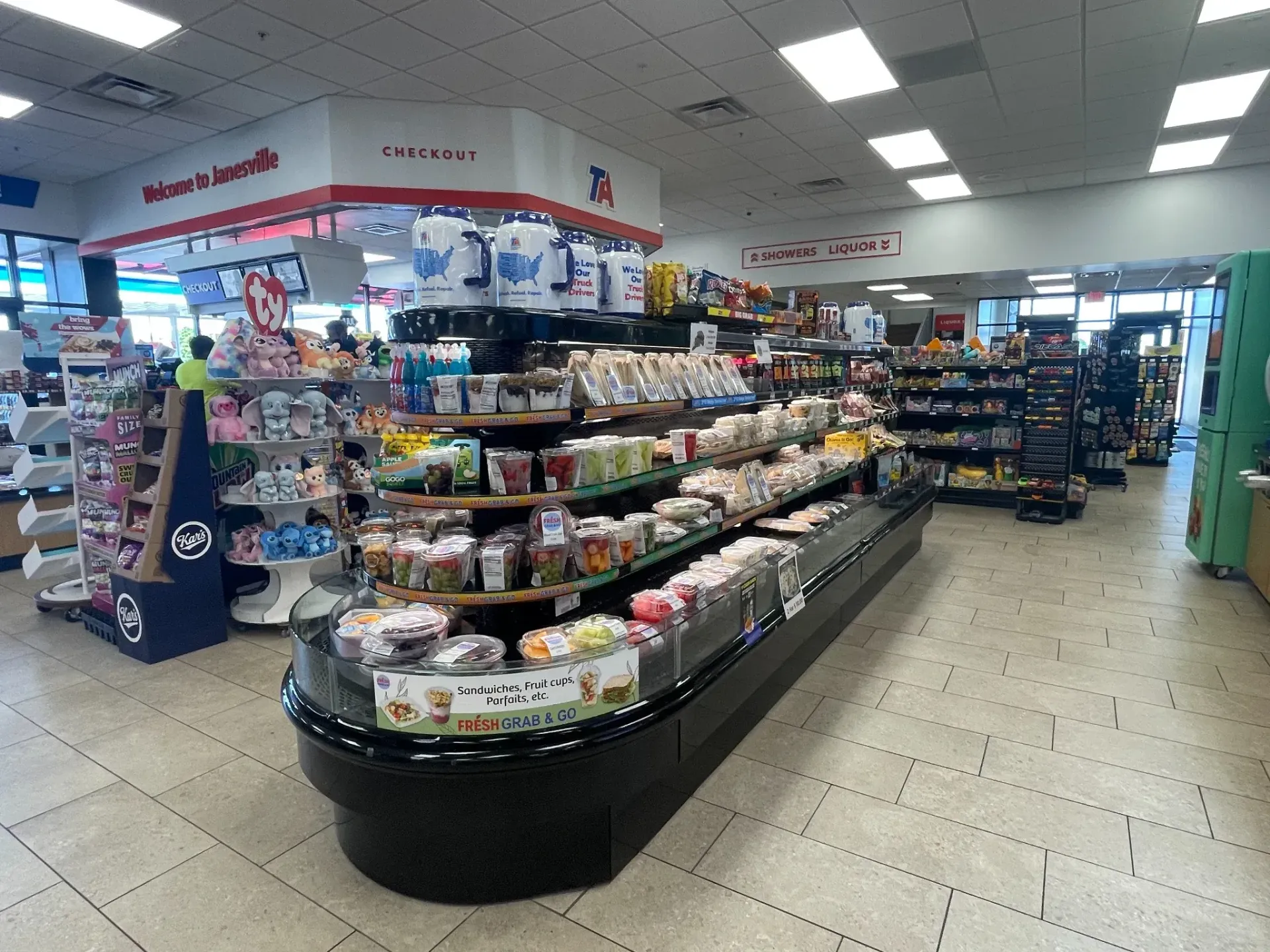 Fresh grab-and-go meals, snacks and convenience items inside TA Janesville Travel Center for travelers on the road