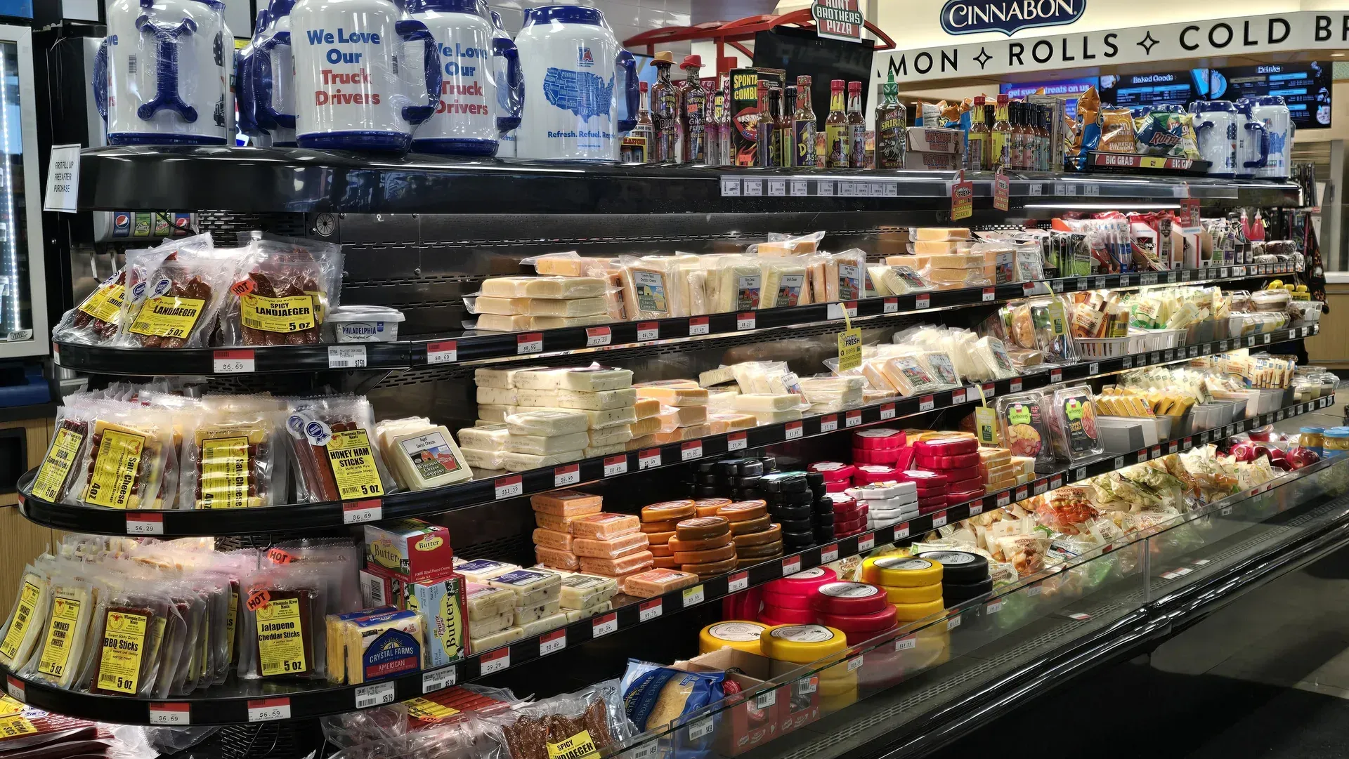 Quick meal and snack choices from the Fresh Grab & Go section inside TA Janesville near I-90 and I-39