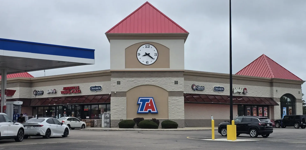 Front entrance of TA Janesville Travel Center off I-90 in Janesville, Wisconsin Exit 171B in