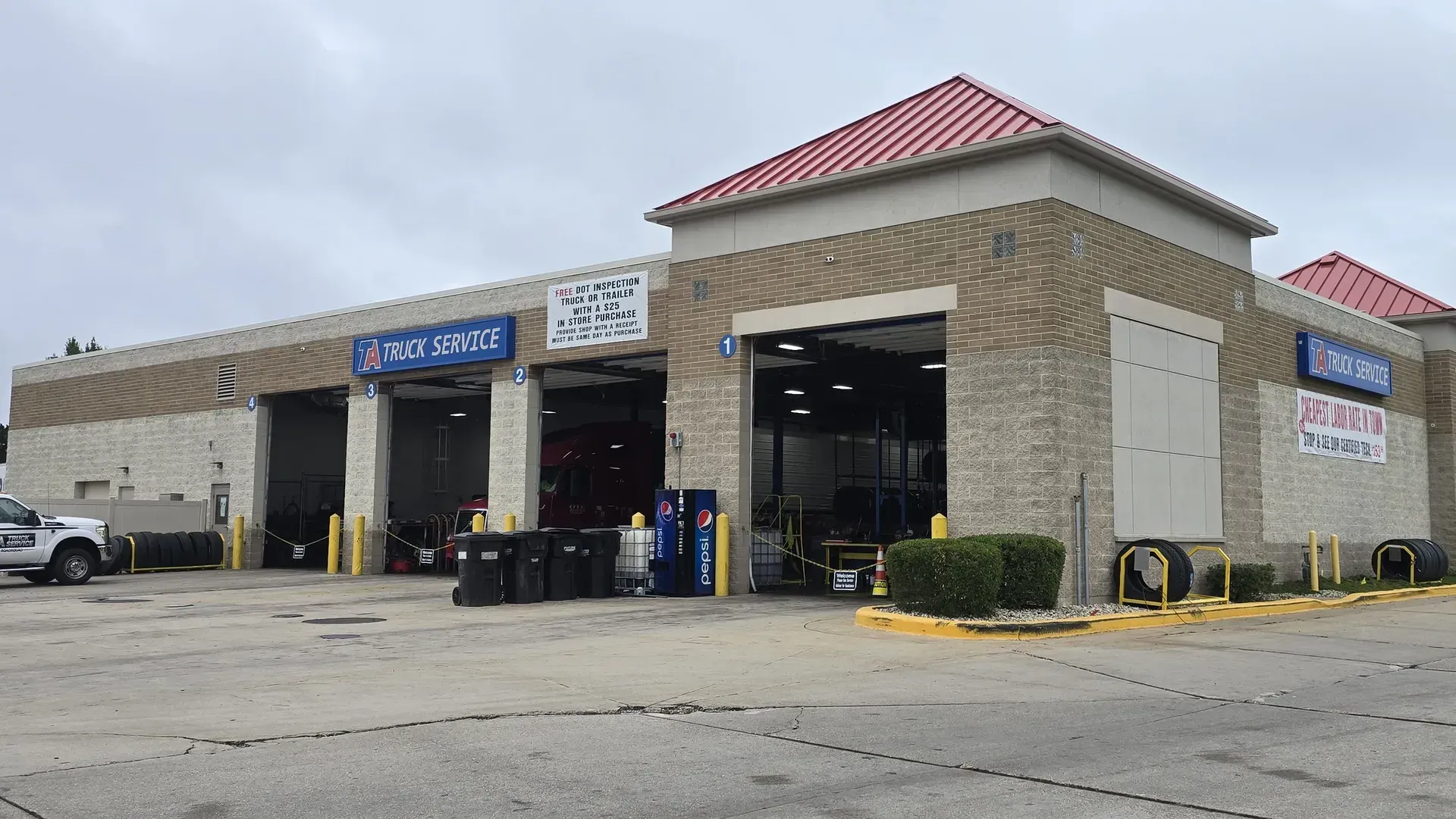 Front entrance of the TA Janesville truck Service building